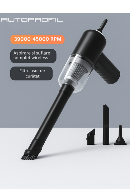 Aspirator Auto Wireless Portabil cu Funcție Suflare